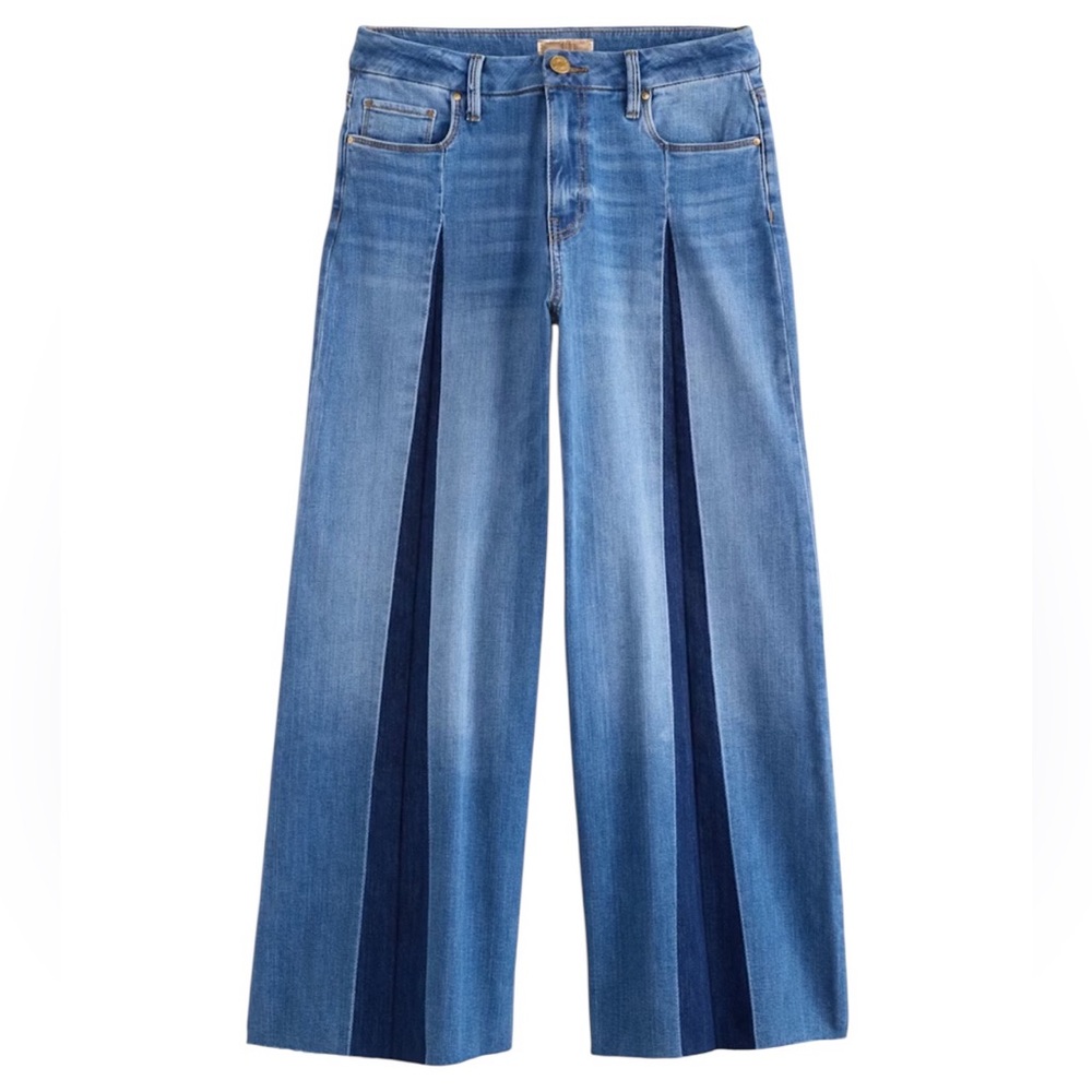 KUT FROM THE KLOTH MEG HIGH RISE WIDE LEG FRONT PLEAT w/ SHADOW RAW HEM